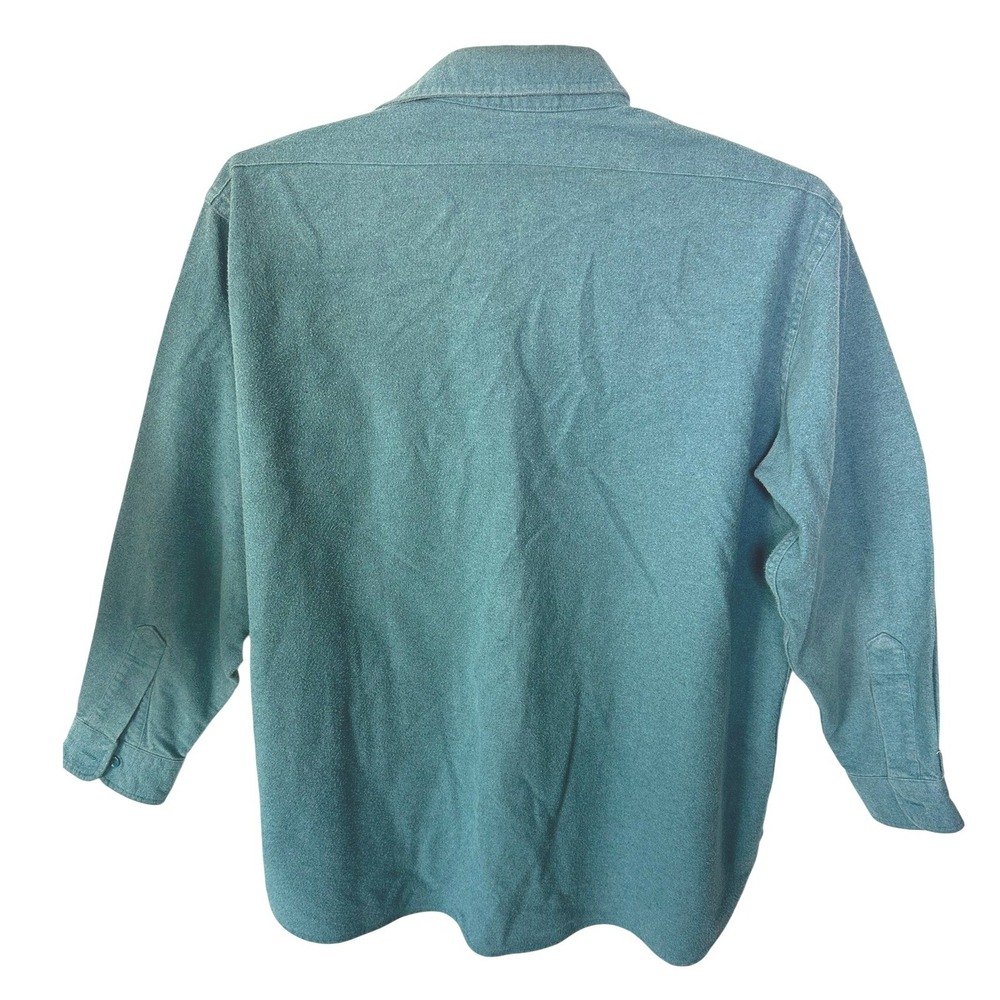 LL Bean Vintage 17.5 Tall Chamois Cloth Shirt Style 1612 Mens Teal Long Sleeve - Picture 5 of 9